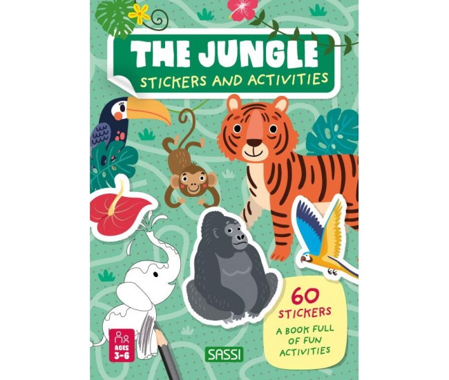 Carte de activitati cu abtibilduri - Jungla Carte de activitati cu abtibilduri - Jungla