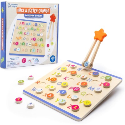 Puzzle din lemn - Litere & sunete in lb. engleza