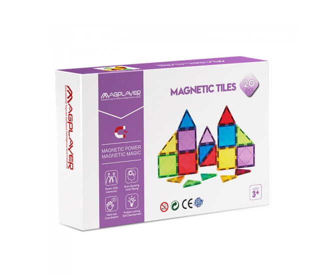 Set de constructie magnetic 3D - 20 piese Set de constructie magnetic 3D - 20 piese
