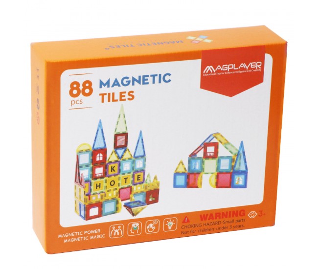 Set de constructie magnetic 3D - 88 piese Set de constructie magnetic 3D - 88 piese