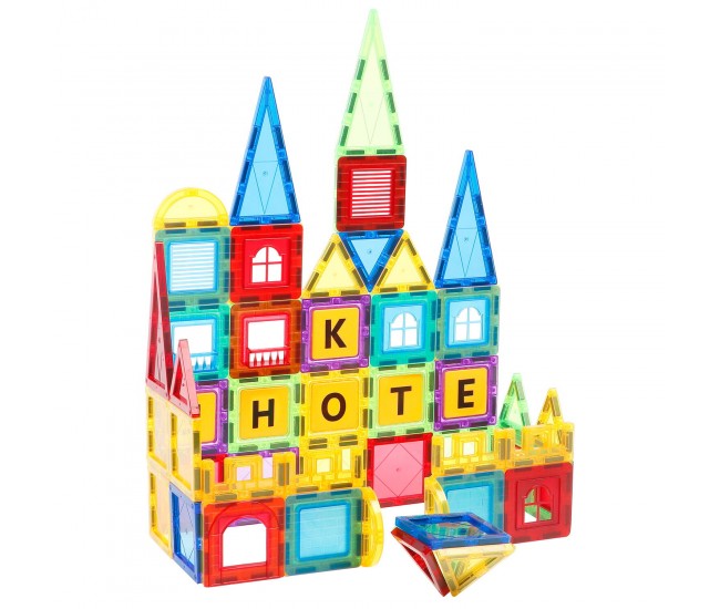 Set de constructie magnetic 3D - 88 piese Set de constructie magnetic 3D - 88 piese
