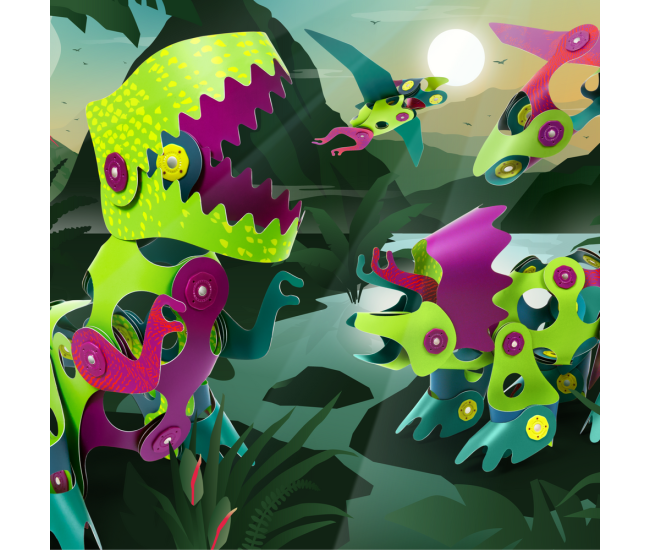 Clixo® joc magnetic de construit - Aventuri cu dinozauri (36 piese) Clixo® joc magnetic de construit - Aventuri cu dinozauri (36 piese)