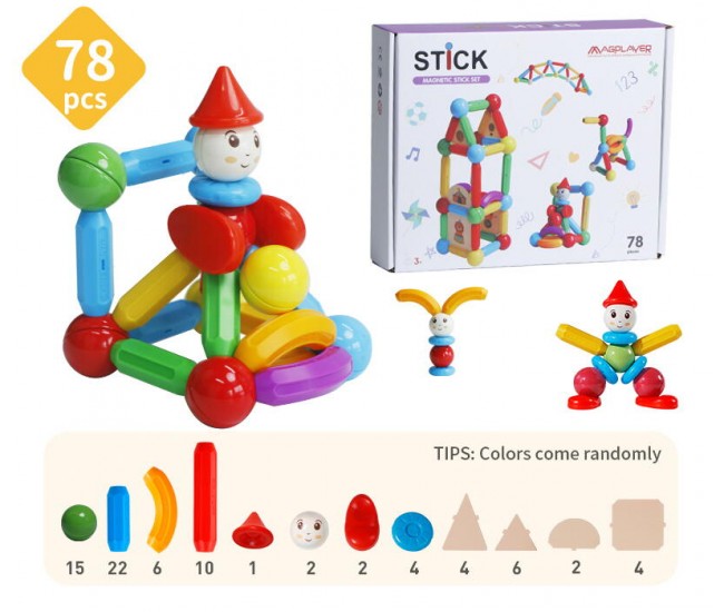 Set de constructie magnetic - STICK (78 piese) Set de constructie magnetic - STICK (78 piese)