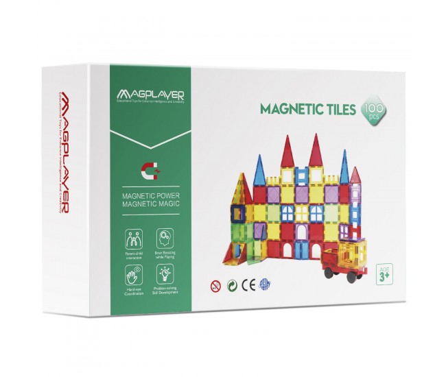 Set de constructie magnetic 3D - 100 piese Set de constructie magnetic 3D - 100 piese