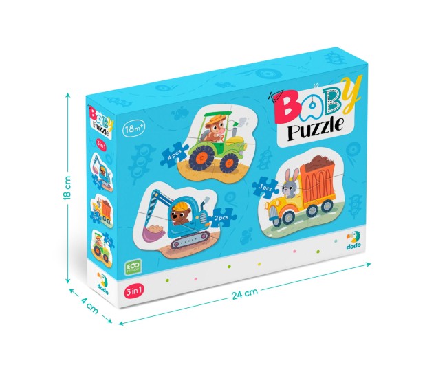 Baby puzzle 3 in 1 - Mijloace de transport (2,3,4 piese)