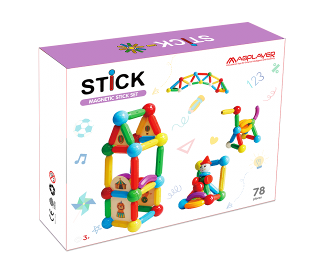 Set de constructie magnetic - STICK (78 piese) Set de constructie magnetic - STICK (78 piese)
