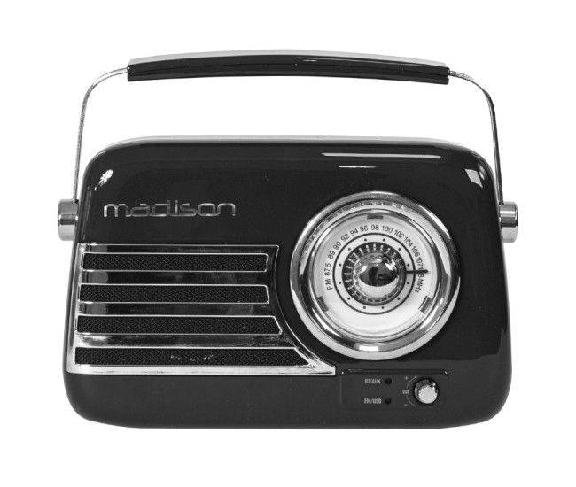 Radio fm portabil nostalgia 15w cu functie bluetooth/aux - negru Radio fm portabil nostalgia 15w cu functie bluetooth/aux - negru