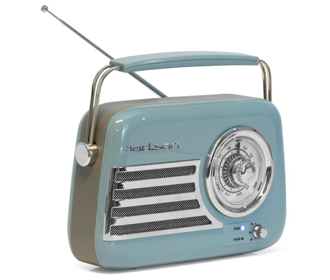 Radio fm portabil nostalgia 30w cu functie bluetooth/aux -albastru Radio fm portabil nostalgia 30w cu functie bluetooth/aux -albastru