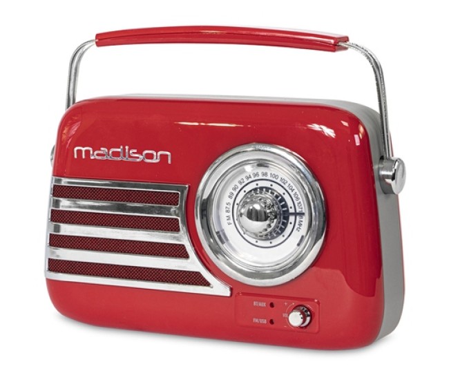 Radio fm portabil nostalgia 15w cu functie bluetooth/aux - rosu Radio fm portabil nostalgia 15w cu functie bluetooth/aux - rosu