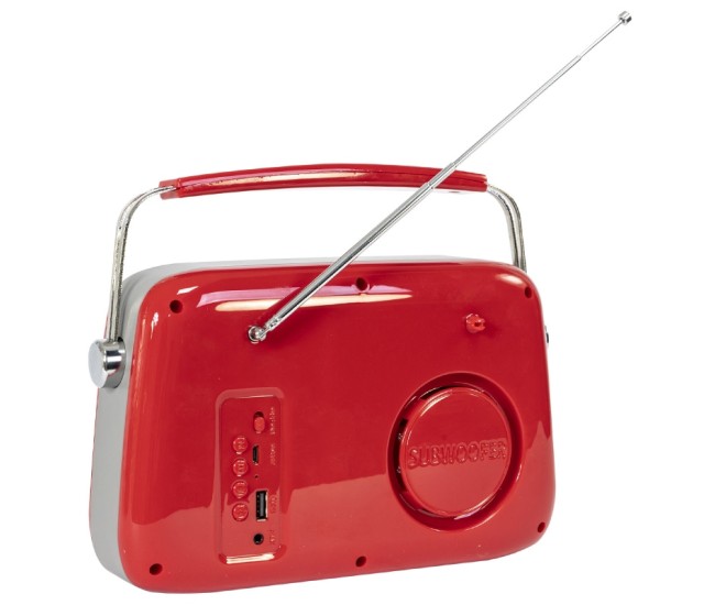 Radio fm portabil nostalgia 15w cu functie bluetooth/aux - rosu Radio fm portabil nostalgia 15w cu functie bluetooth/aux - rosu