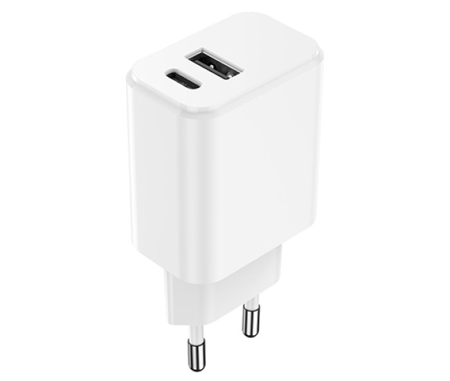 Incarcator retea usb-c +usb a fast charging 20w - alb