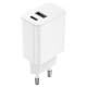 Incarcator retea usb-c +usb a fast charging 20w - alb