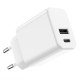 Incarcator retea usb-c +usb a fast charging 20w - alb