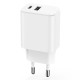 Incarcator retea usb-c +usb a fast charging 20w - alb
