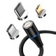 Cablu magnetic 3in1 usb-c/lightning/micro usb 1m 3a - negru