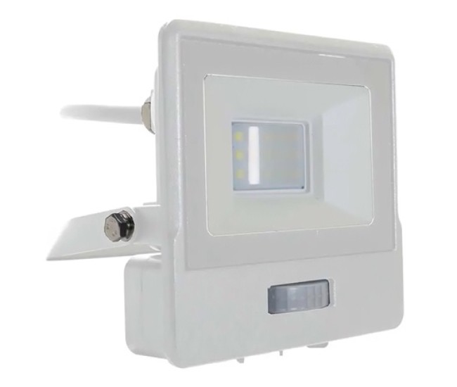 Reflector led smd 10w 6400k ip65 cu senzor miscare - alb Reflector led smd 10w 6400k ip65 cu senzor miscare - alb