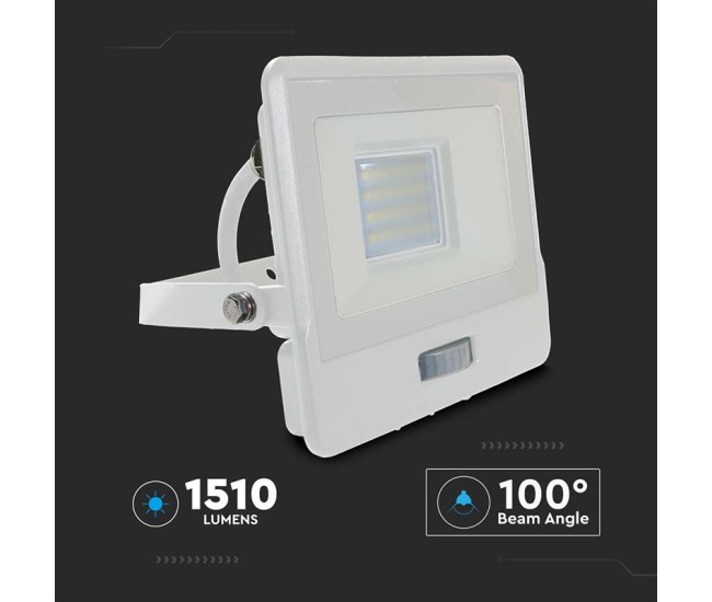 Reflector led smd 20w 400k ip65 cu senzor miscare - alb Reflector led smd 20w 400k ip65 cu senzor miscare - alb