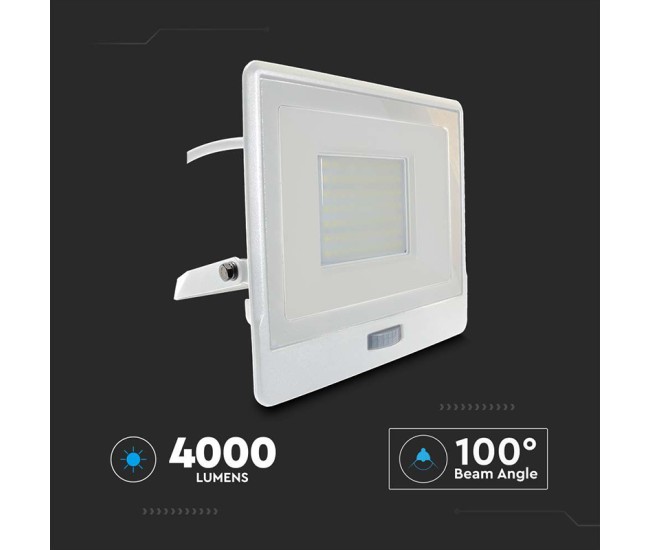 Reflector led smd 50w 4000k ip65 cu senzor miscare - alb Reflector led smd 50w 4000k ip65 cu senzor miscare - alb