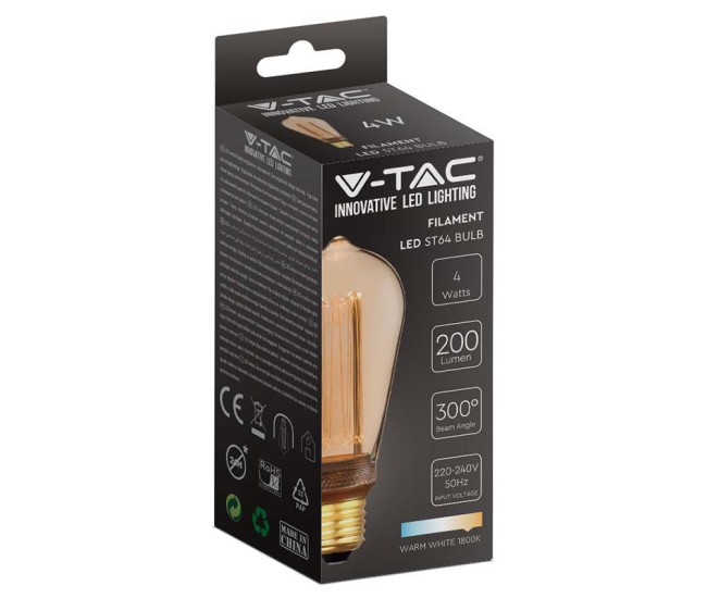 Bec led st64 e27 4w cu filament1800k model edison Bec led st64 e27 4w cu filament1800k model edison