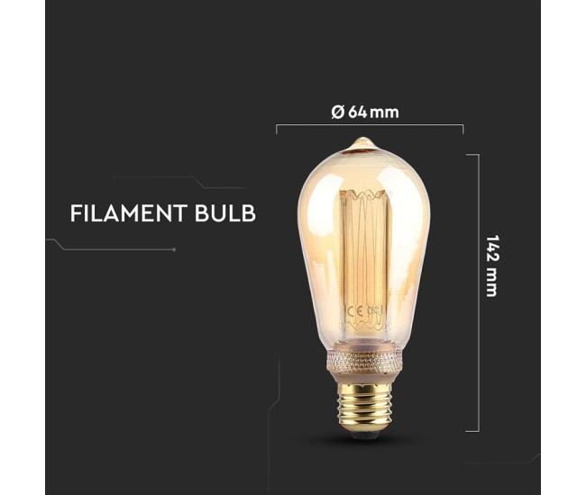 Bec led st64 e27 4w cu filament1800k model edison Bec led st64 e27 4w cu filament1800k model edison