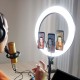 Selfie ring light 55w cu trepied si suport 3 telefoane Selfie ring light 55w cu trepied si suport 3 telefoane