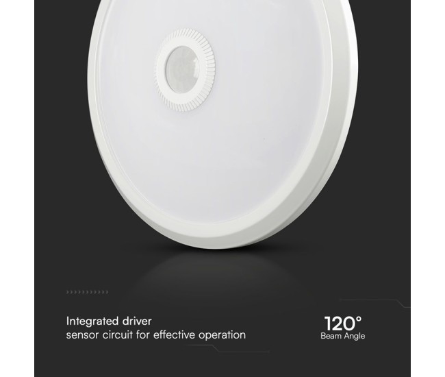 Plafoniera led 12w ip20 senzor de miscare 3in1 - alb Plafoniera led 12w ip20 senzor de miscare 3in1 - alb