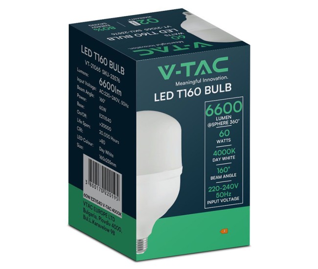 Bec led t160 e27/e40 60w 6500k alb rece Bec led t160 e27/e40 60w 6500k alb rece