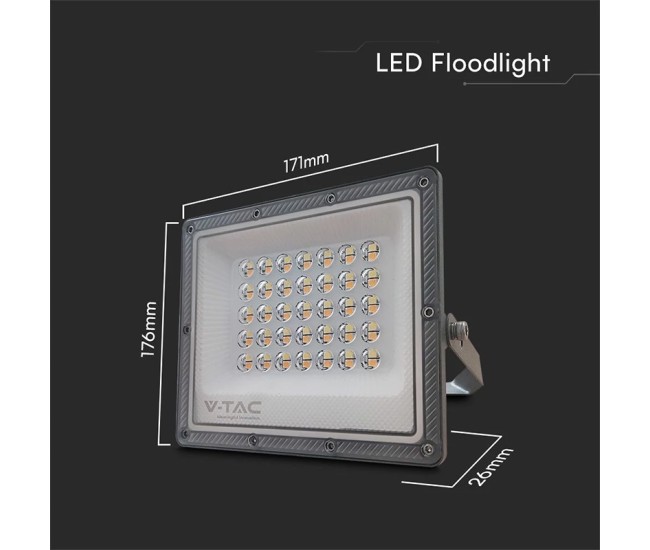 Reflector led smd 30w 3in1 ip65 cablu - gri Reflector led smd 30w 3in1 ip65 cablu - gri