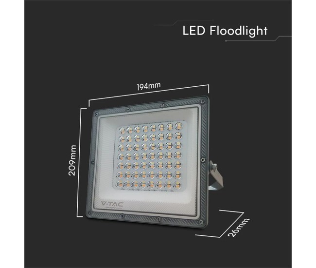 Reflector led smd 50w 3in1 ip65 cablu - gri