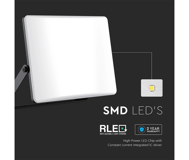 Reflector led smd 100w 3in1 ip65 cablu negru
