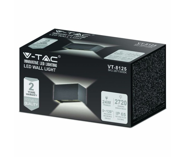 Corp iluminat perete ip65 24w 3000k - negru Corp iluminat perete ip65 24w 3000k - negru