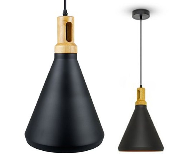 Corp suspendat pentru iluminat max 60w ip20 lemn,culoare negru Corp suspendat pentru iluminat max 60w ip20 lemn,culoare negru