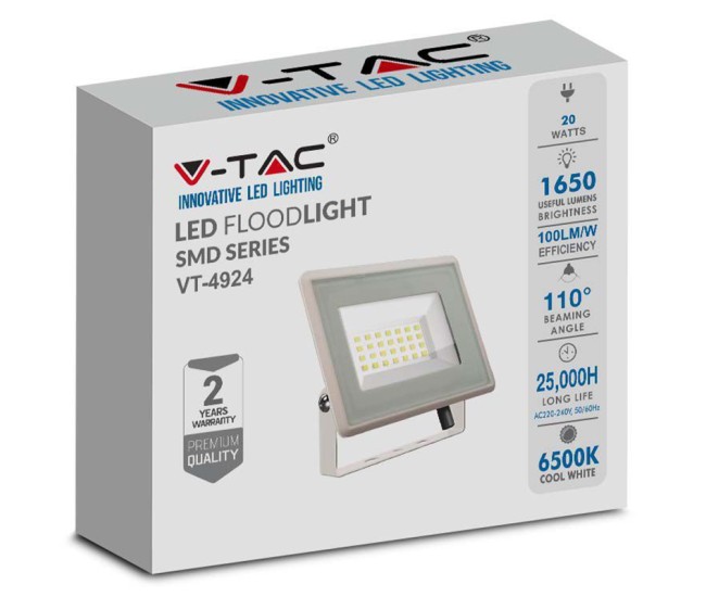 Reflector led smd 20w 6500k ip65 - alb