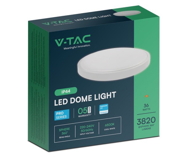 Plafoniera led 36w ip44 6500k alb rece - alb