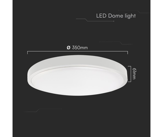 Plafoniera led 36w ip44 6500k alb rece - alb