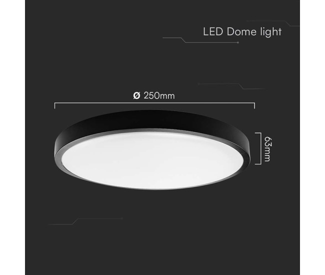 Plafoniera led 18w ip44 4000k alb neutru - negru Plafoniera led 18w ip44 4000k alb neutru - negru