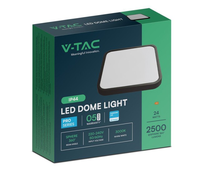 Plafoniera led 24w 6500k ip44 - negru