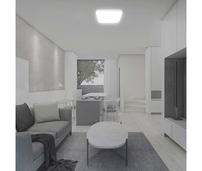 Plafoniera led 18w 4000k ip44 cu senzor de miscare - alb Plafoniera led 18w 4000k ip44 cu senzor de miscare - alb