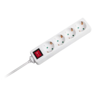 Prelungitor 4 cai cu intrerupator 1.5m( 3g1.5mm2) alb