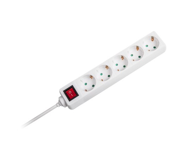 Prelungitor 5 cai cu intrerupator 1.5m( 3g1.5mm2) alb Prelungitor 5 cai cu intrerupator 1.5m( 3g1.5mm2) alb