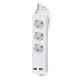 Prelungitor 3 cai + 2usb 1.5m(3g1.5mm2) alb Prelungitor 3 cai + 2usb 1.5m(3g1.5mm2) alb