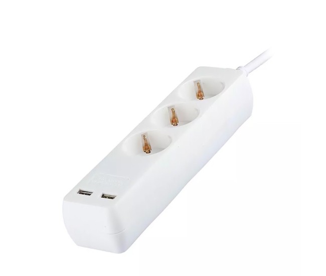 Prelungitor 3 cai + 2usb 5m(3g1.5mm2) alb Prelungitor 3 cai + 2usb 5m(3g1.5mm2) alb