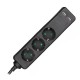Prelungitor 3 cai + 2usb 1.5m(3g1.5mm2) negru Prelungitor 3 cai + 2usb 1.5m(3g1.5mm2) negru