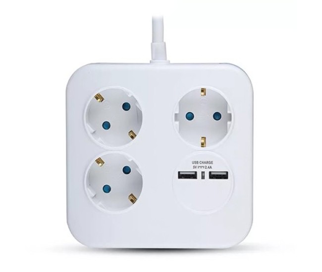 Prelungitor cubic 3x1.5mm 1.4m 4 cai 16a + 2 usb 2.1a Prelungitor cubic 3x1.5mm 1.4m 4 cai 16a + 2 usb 2.1a