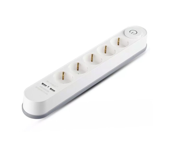 Prelungitor 5 cai cu intrerupator + 2usb 3m(3g1.5mm2) Prelungitor 5 cai cu intrerupator + 2usb 3m(3g1.5mm2)