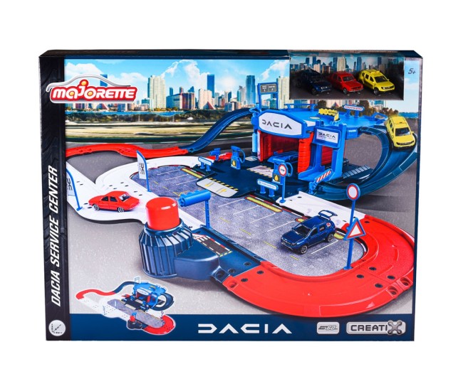 Pista de masini Majorette Dacia Service Center cu 3 masinute Pista de masini Majorette Dacia Service Center cu 3 masinute