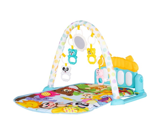 Covoras de joaca cu pian Chipolino Zoo Party blue