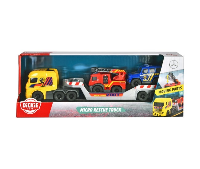 Set Dickie Toys Micro Rescue Truck cu un camion de salvare si 2 vehicule