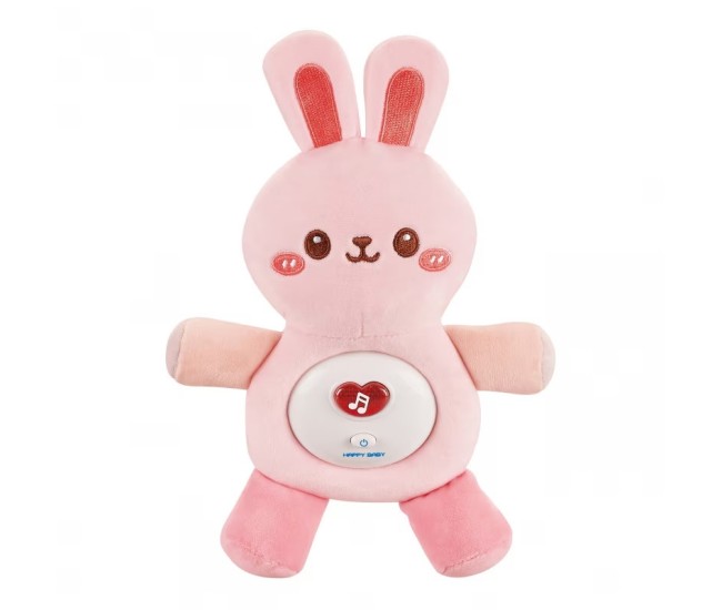 Jucarie de plus iepuras pentru bebelusi Chipolino cu lumini si melodii pink