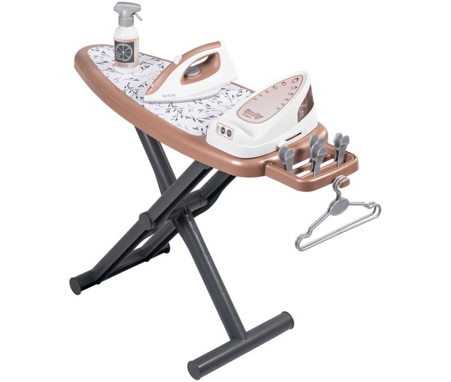 Jucarie Smoby Masa si fier de calcat Tefal Ironing Board + Stream Iron cu 9 accesorii